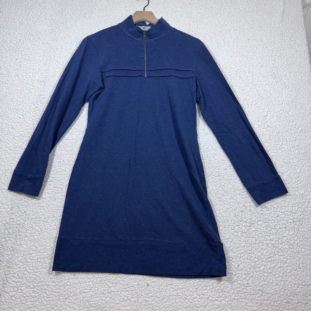 Synergy Womens Organic Cotton Blend 1/4 Zip Sweater Mini Dress Size M Blue